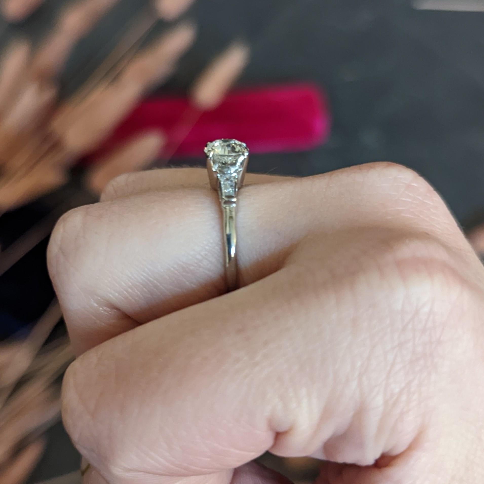 Mid-Century 1.26 Carats Old European Cut Diamond Platinum Engagement Ring GIA 9