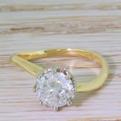 Midcentury 1.27 Carat Old Cut Diamond Twist Ring
