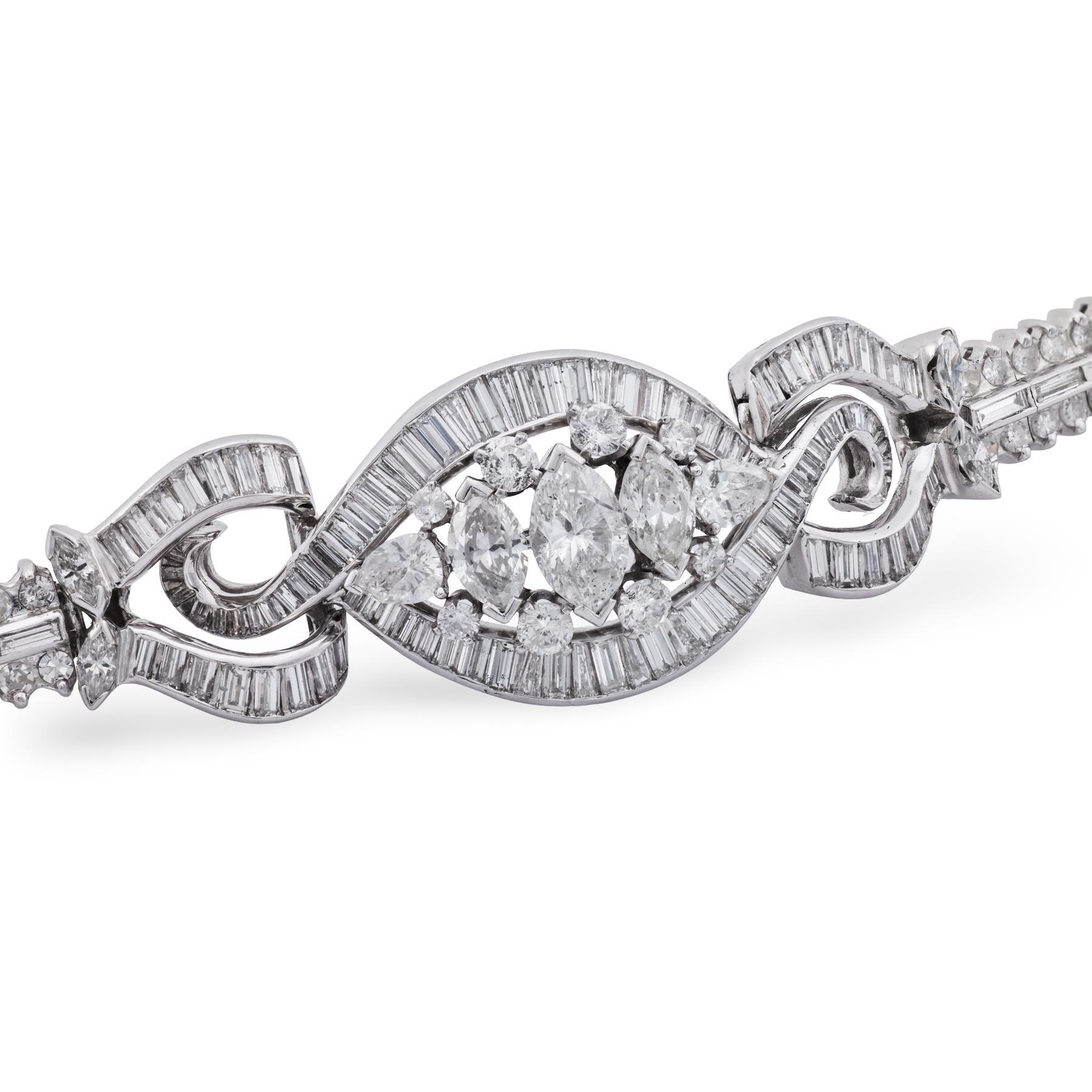 Mid Century 12,70 Karat Gesamtgewicht Diamant 14k Weißgold Armband im Angebot 2