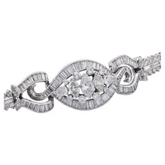 Mid Century 12.70 carat total weight diamond 14k white gold bracelet