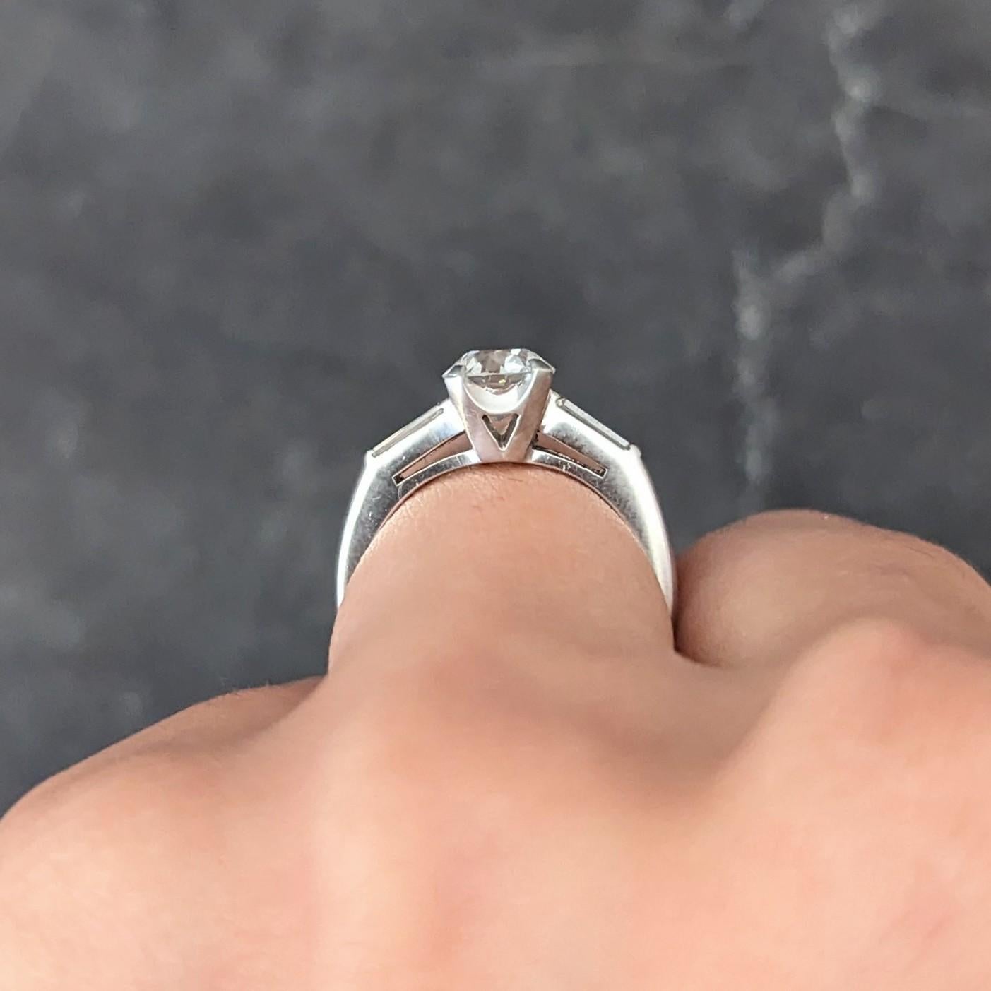 Mid-Century 1.29 Carats Old European Cut Diamond Platinum Engagement Ring GIA For Sale 10