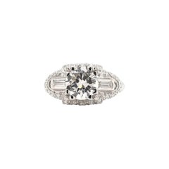 Mid Century 1.32 Carat Platinum Diamond Engagement Ring