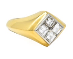 Midcentury 1.32 Carats Diamond 18 Karat Two-Tone Gold Mystery Set Vintage Ring