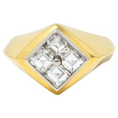 Midcentury 1.32 Carats Diamond 18 Karat Two-Tone Gold Mystery Set Vintage Ring