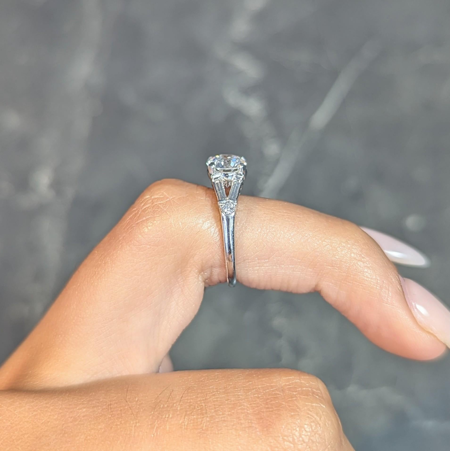 Anillo de compromiso vintage de platino con diamantes de transición de mediados de siglo de 1,35 CTW GIA en venta 9