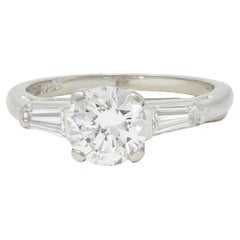 Mid-Century 1.36 CTW Transitional Diamond Platinum Vintage Engagement Ring