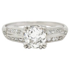 Mid-Century 1.37 Carats Diamond Platinum Pointed Retro 1950's Engagement Ring