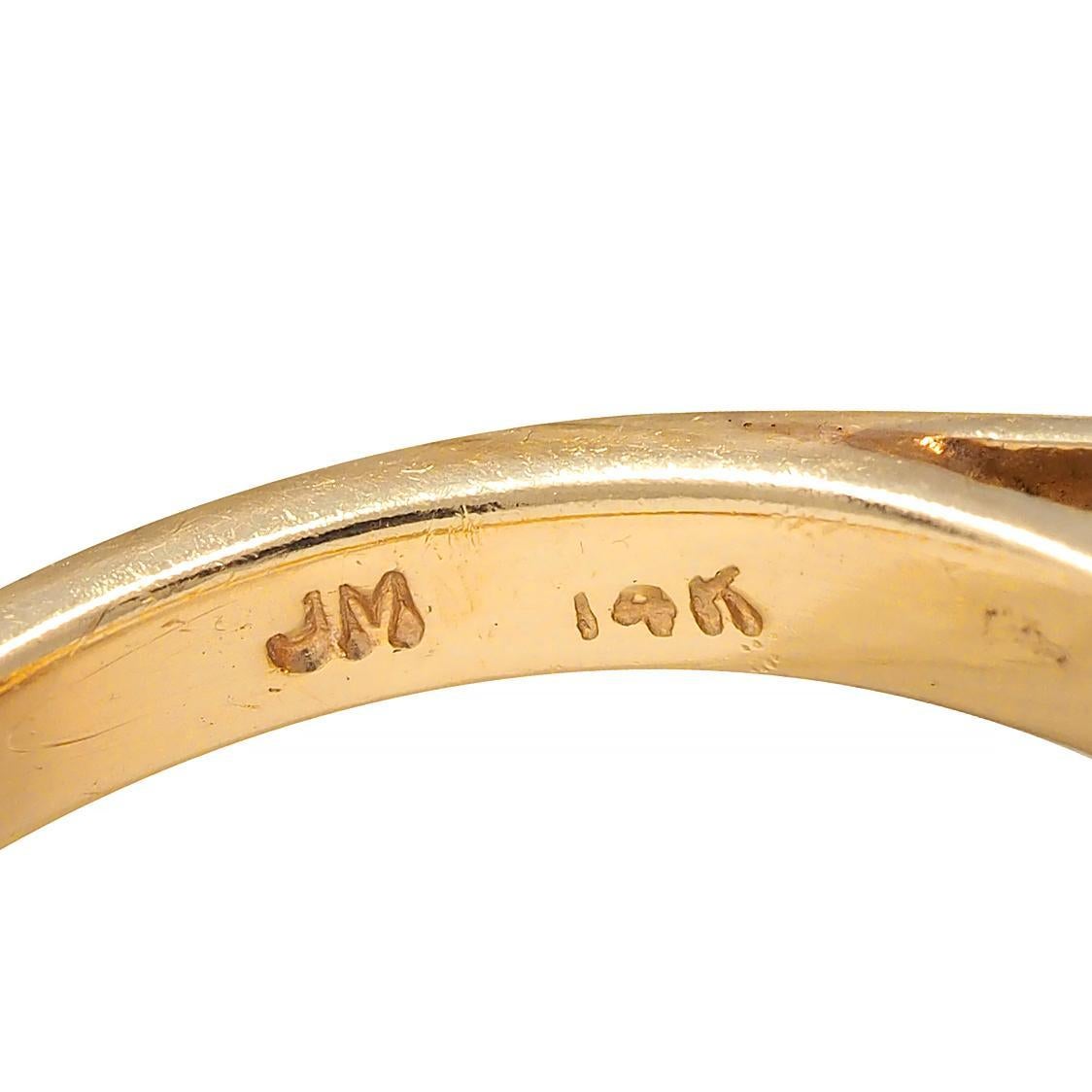 Anello da cocktail vintage a nastro in oro 18 carati con diamante citrino 13,75 CTW di metà secolo in vendita 6