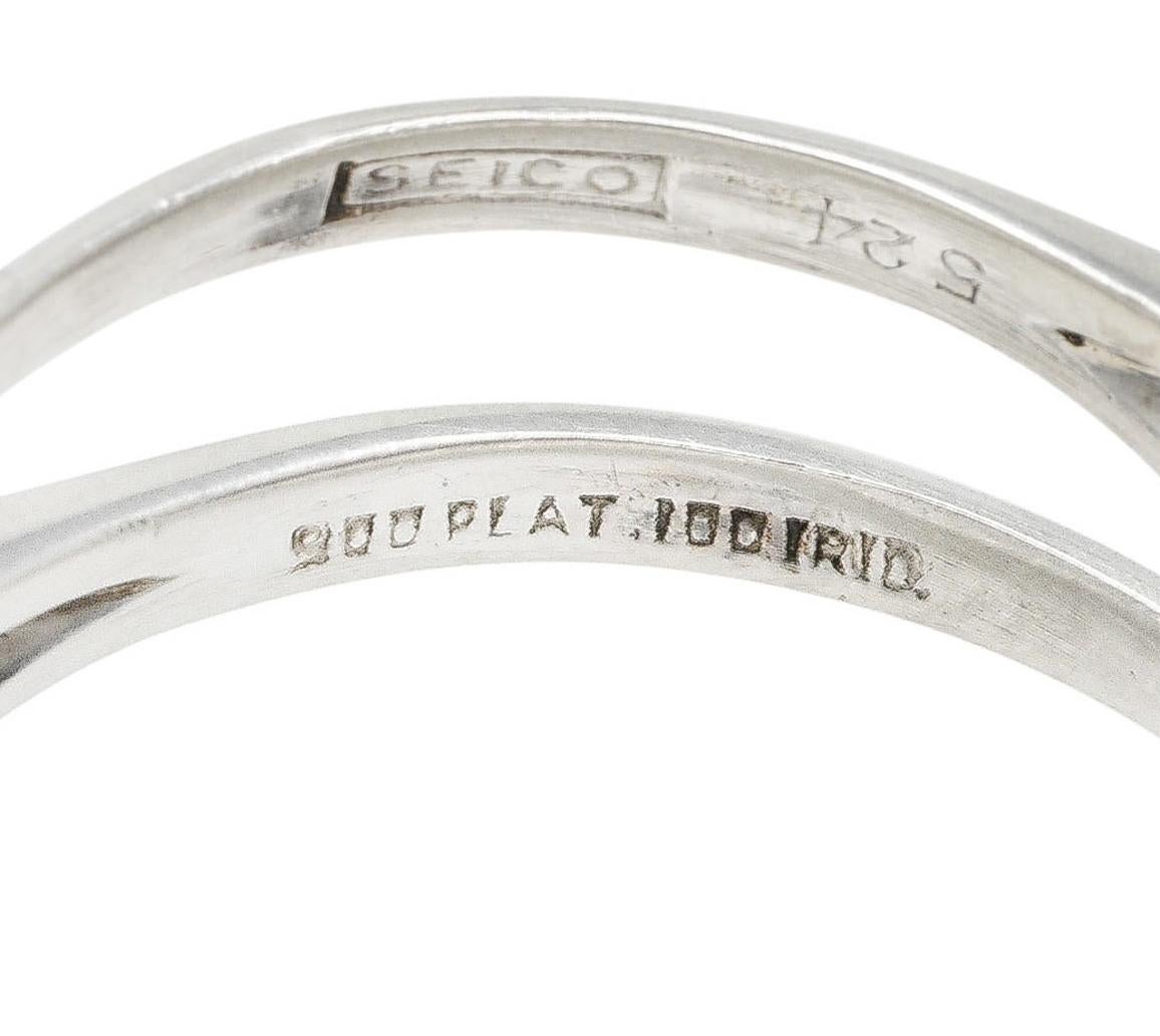 Mid-Century 1.39 Carats Old European Cut Diamond Platinum Bezel Engagement Ring For Sale 3