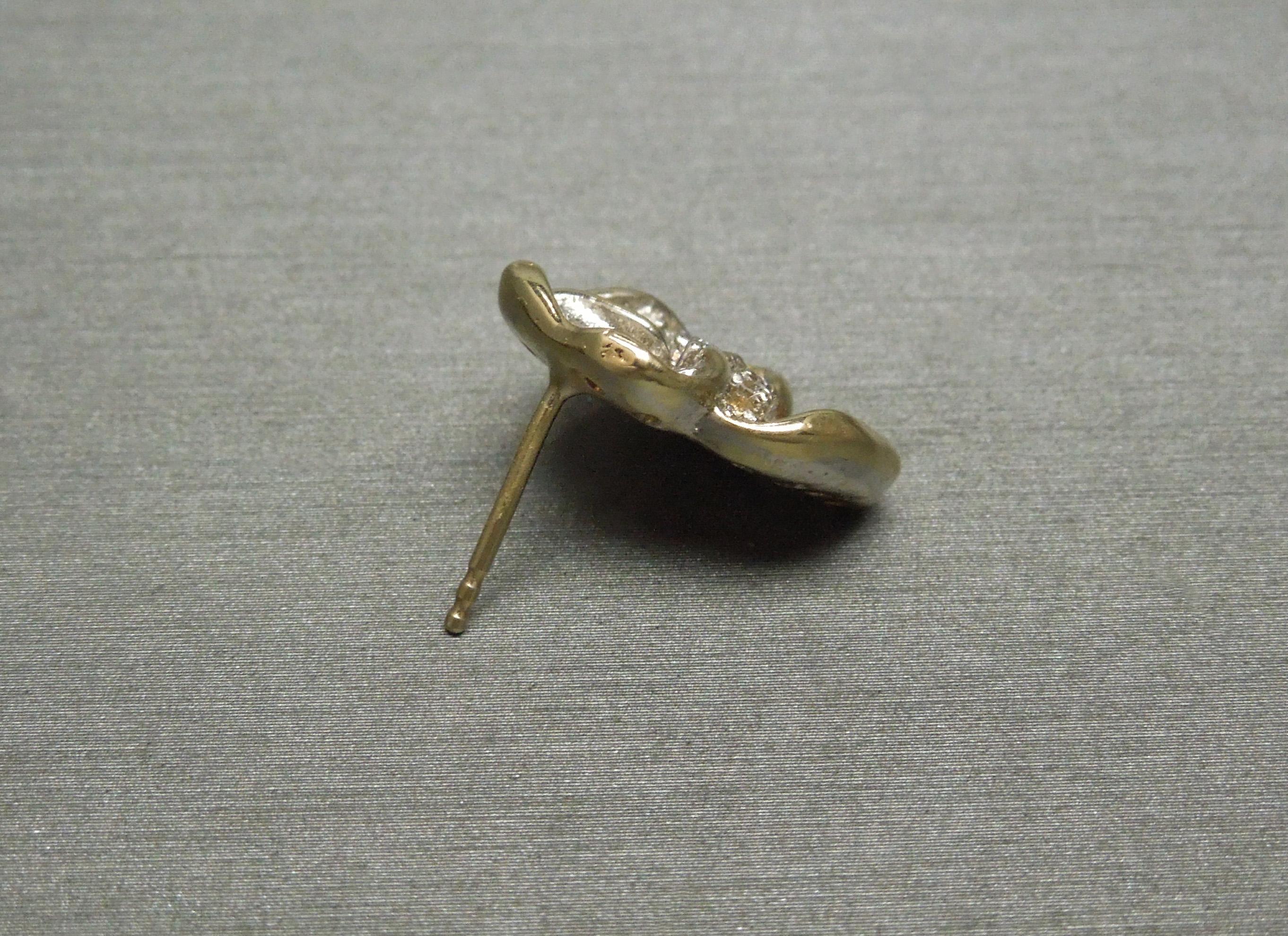 Brilliant Cut Mid-Century 14 Karat Diamond Pansy Earrings For Sale