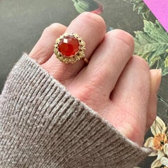 14 Karat Gold Karneol-Ring mit durchbrochenem Ring