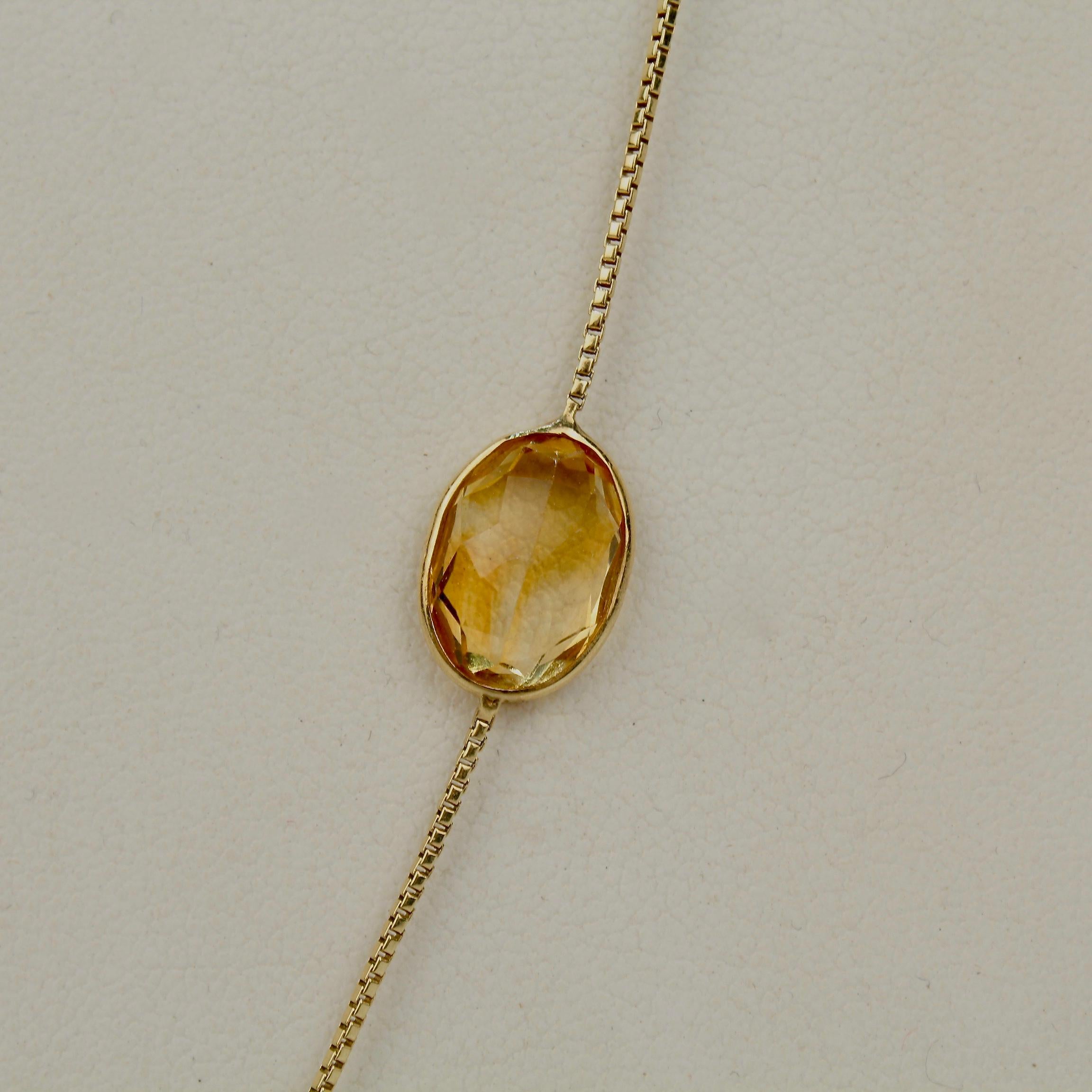 Halskette aus 14 Karat Gold mit mehreren Edelsteinen in Seillänge aus der Mitte des Jahrhunderts Damen im Angebot