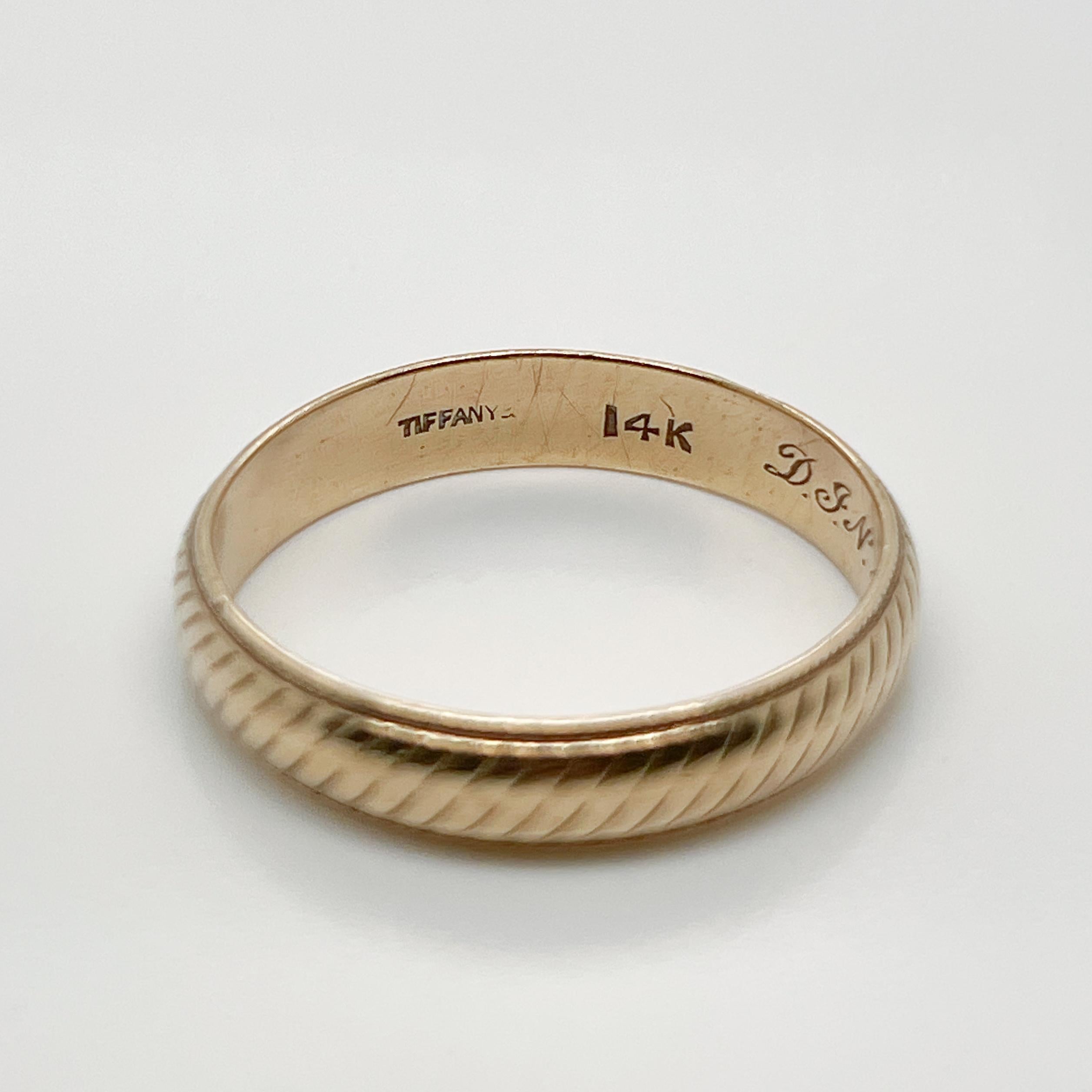 Modern Mid-Century 14 Karat Tiffany & Co. Gold Band or Wedding Ring For Sale