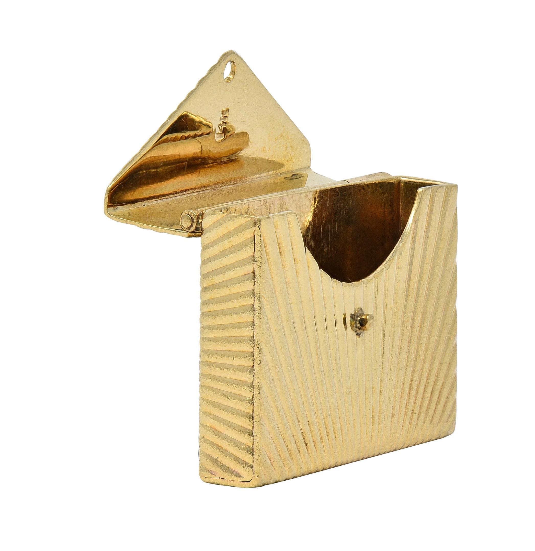 Pendentif en or jaune 14 carats vintage du milieu du siècle dernier en vente 3