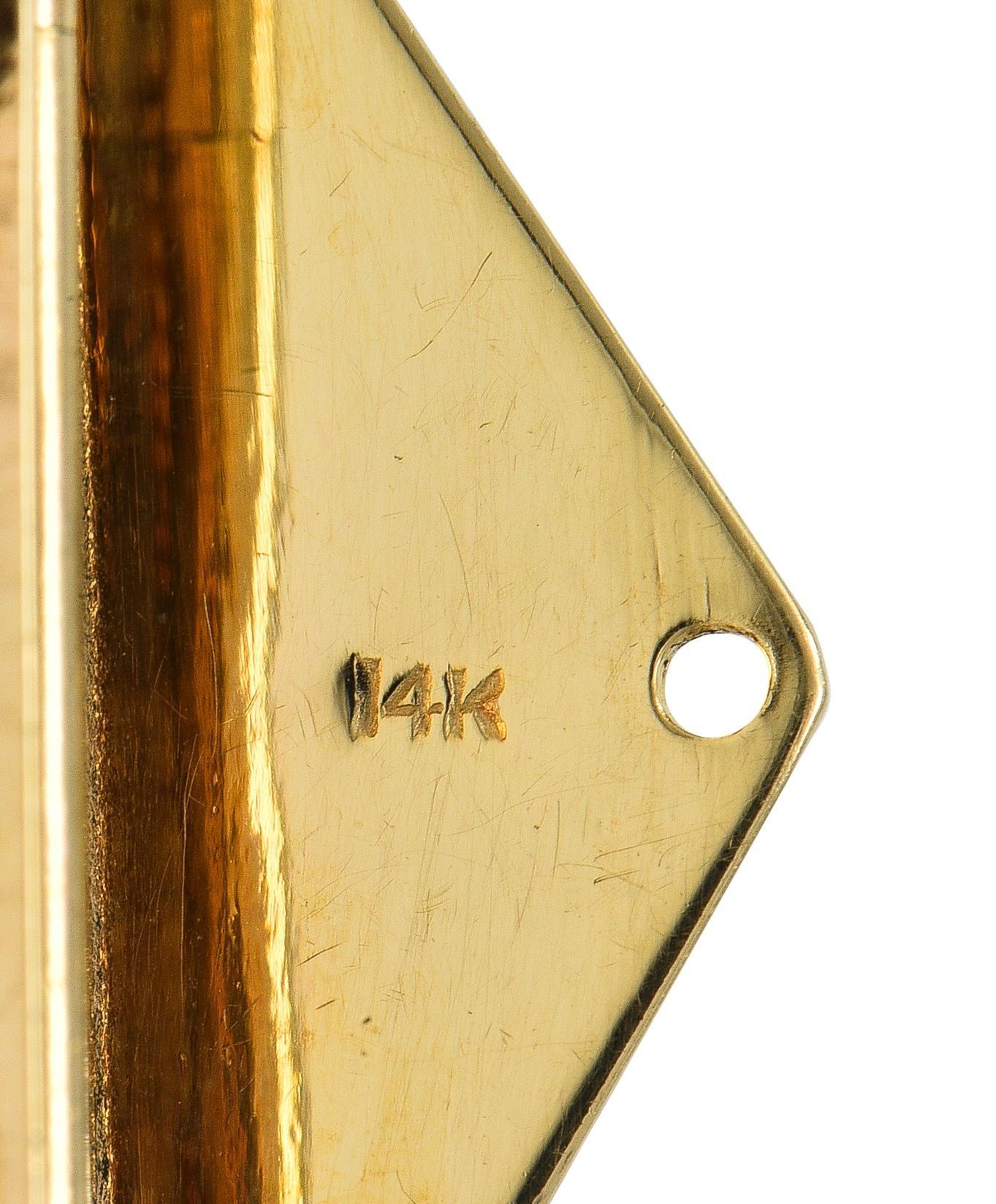 Pendentif en or jaune 14 carats vintage du milieu du siècle dernier en vente 4