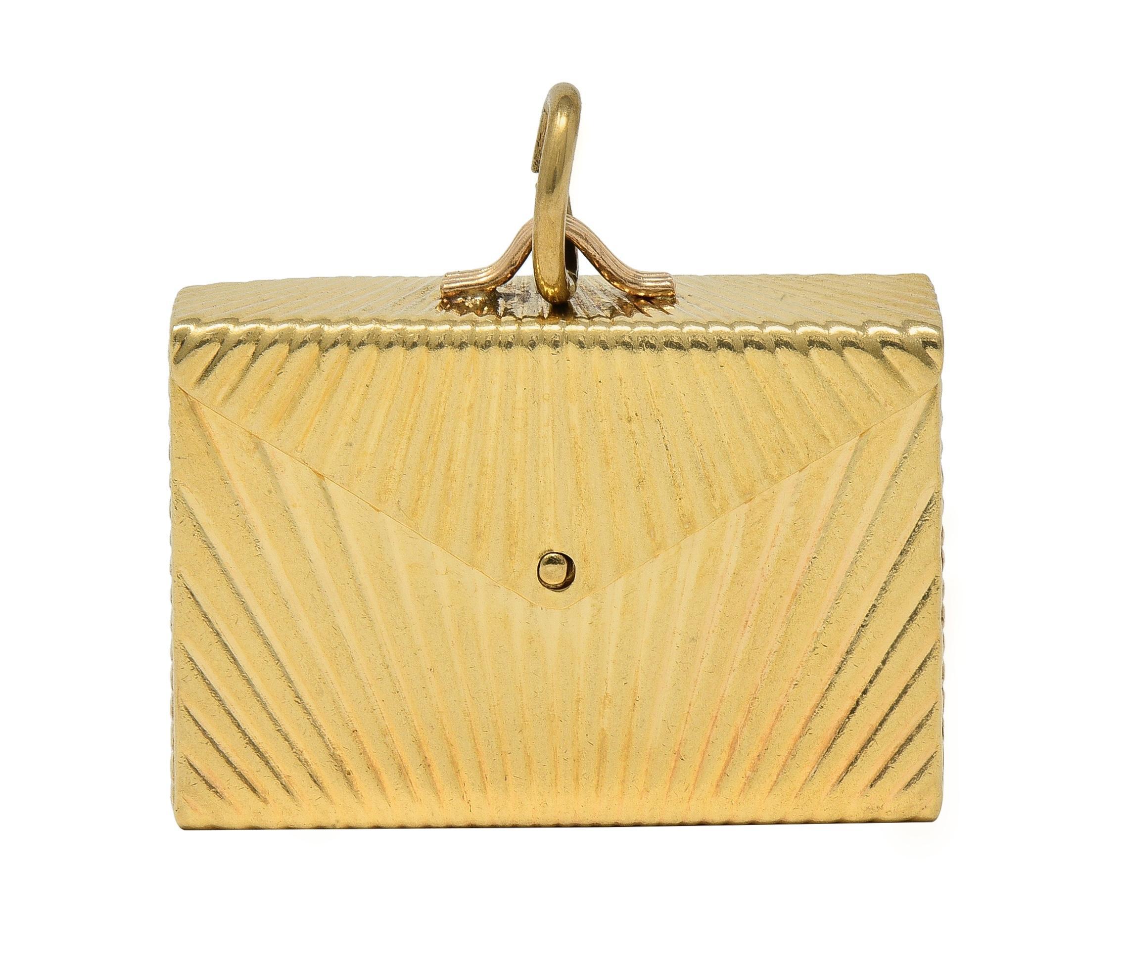 Mid-Century 14 Karat Yellow Gold Vintage Opening Envelope Pendant Charm