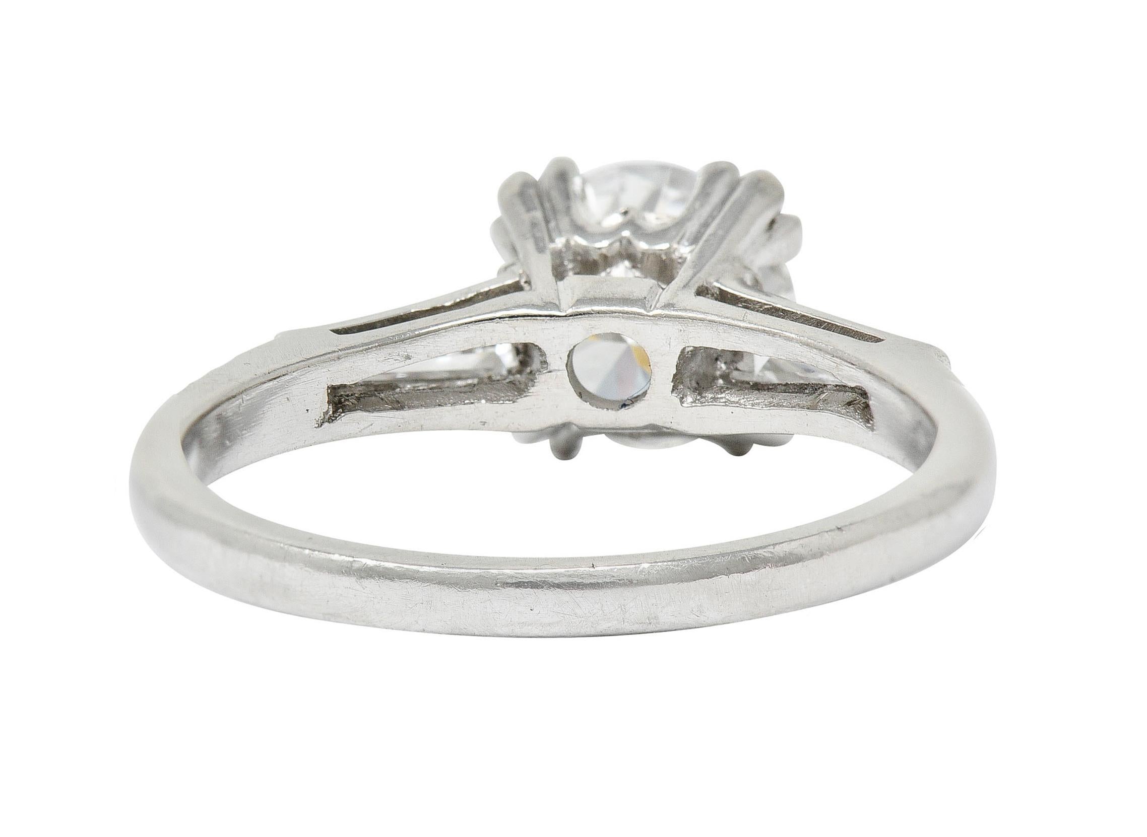 Brilliant Cut Mid-Century 1.40 Carats Diamond Platinum Engagement Ring GIA, Circa 1950 For Sale