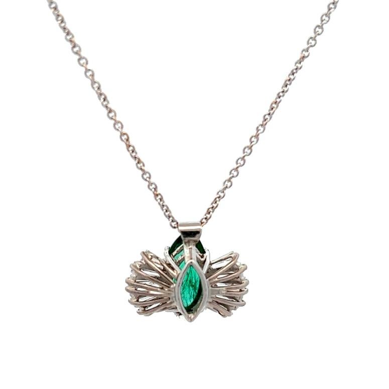 Midcentury 1.41 Carats Emerald Platinum Pendant Necklace 1