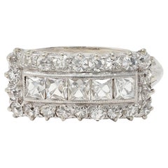 Mid-Century 1.41 CTW French Cut Diamond Platinum Vintage Band Ring