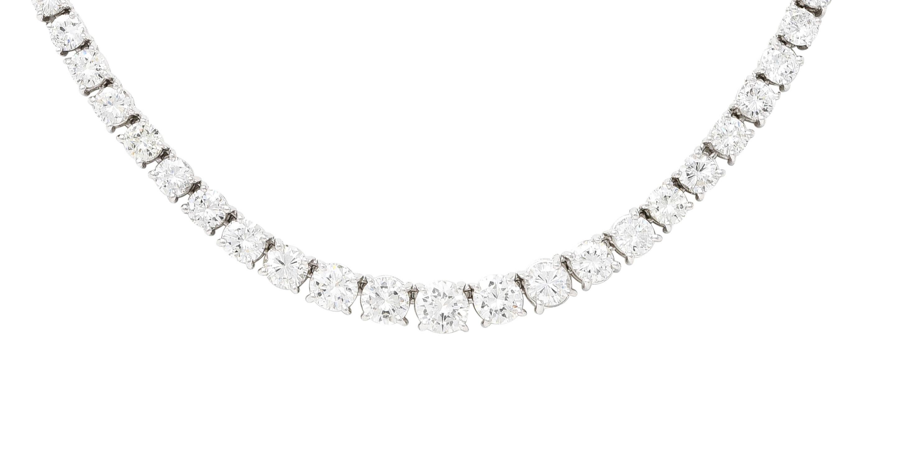 Mid-Century 14.15 Carats Diamond Platinum Bow Vintage Riviera Necklace 6