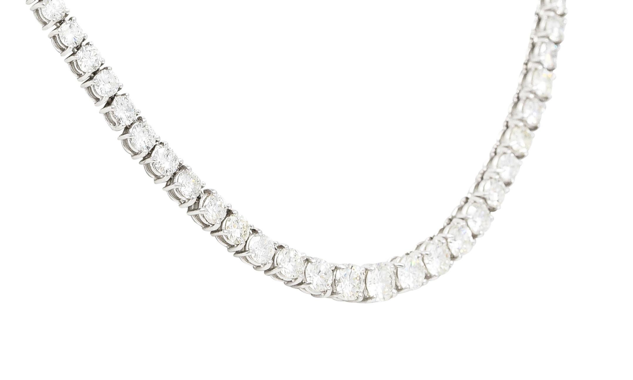 Brilliant Cut Mid-Century 14.15 Carats Diamond Platinum Bow Vintage Riviera Necklace