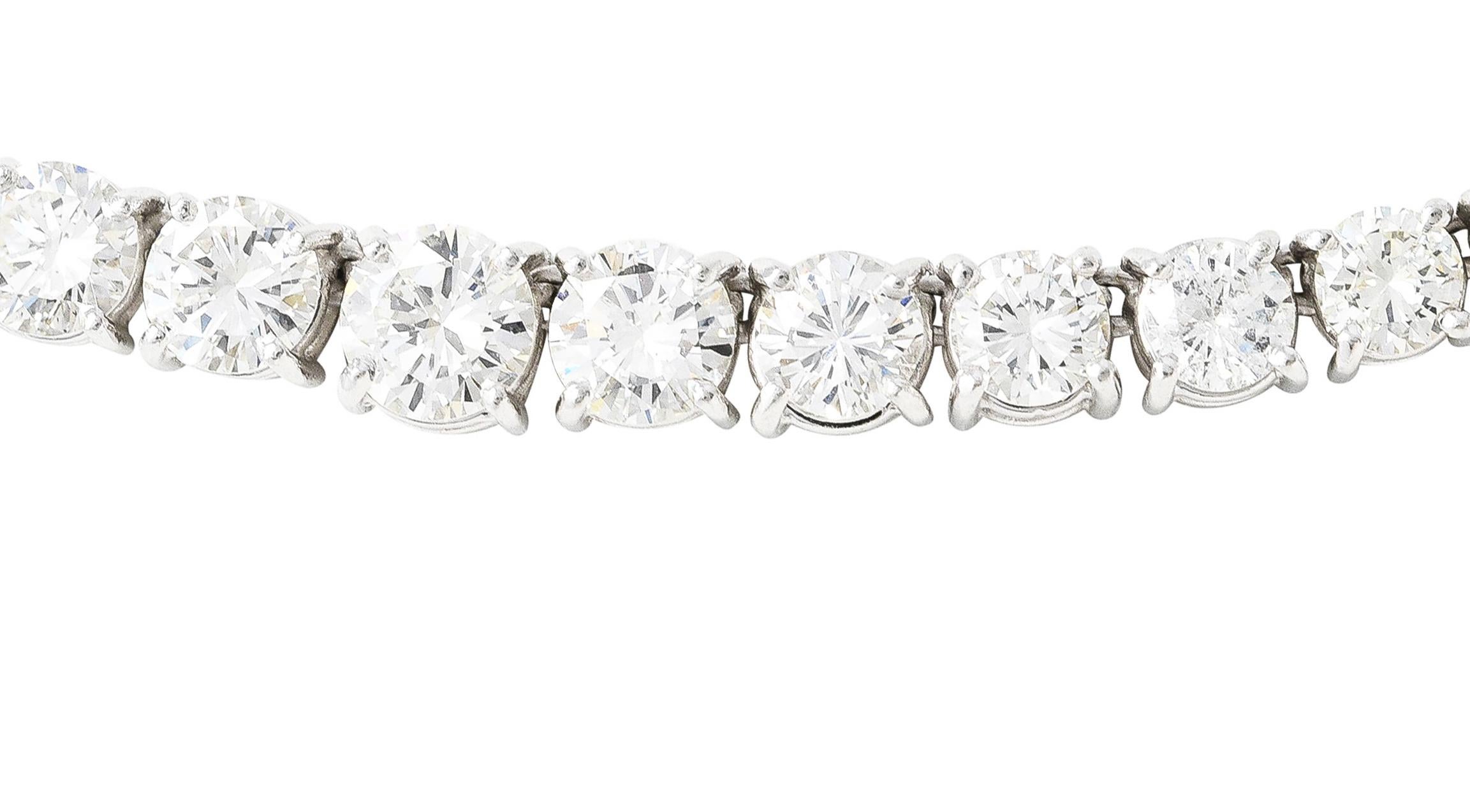 Mid-Century 14.15 Carats Diamond Platinum Bow Vintage Riviera Necklace 2