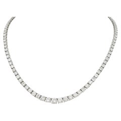 Mid-Century 14.15 CTW Diamond Platinum Bow Vintage Riviera Necklace