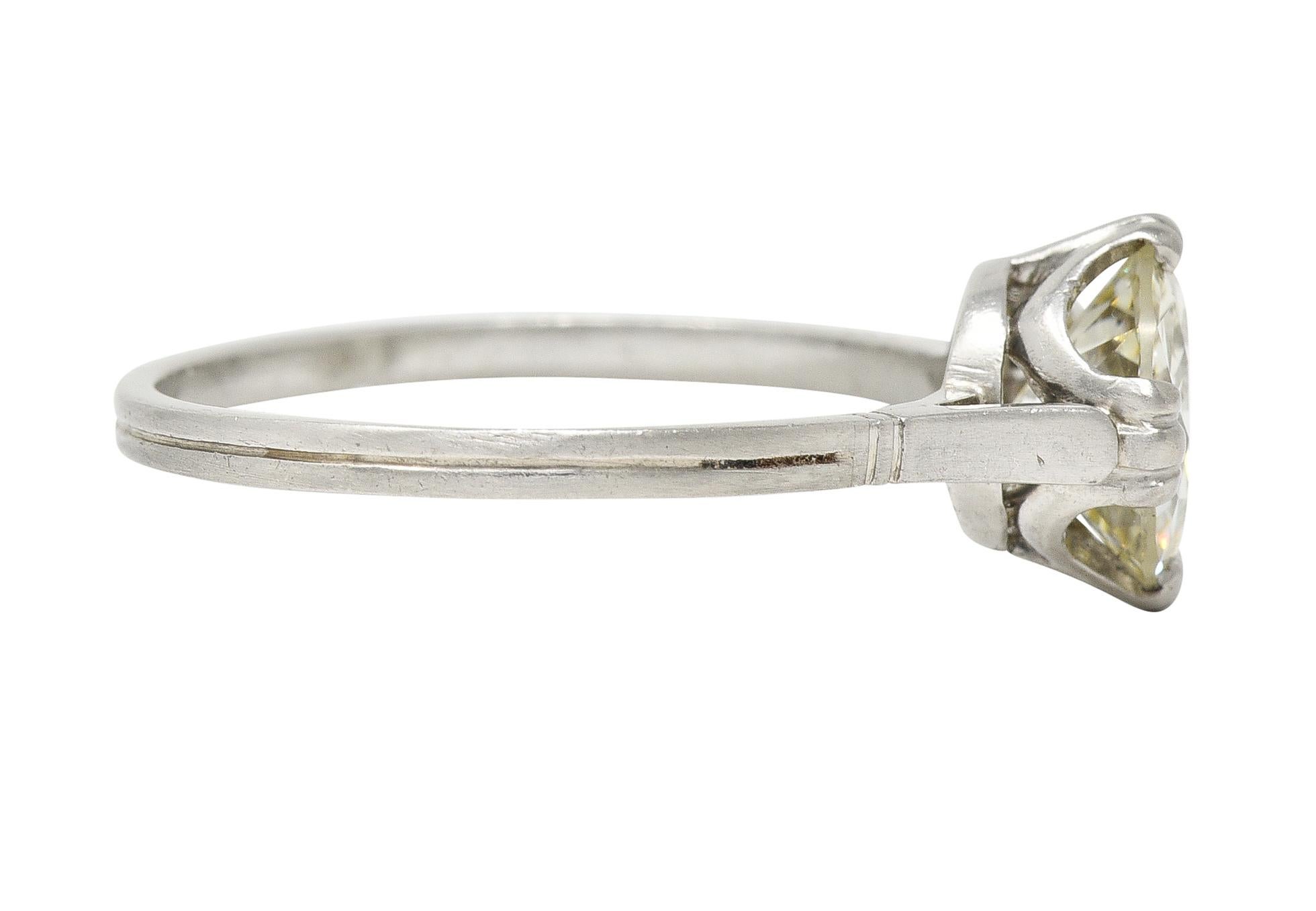 Retro Mid-Century 1.42 Carats Diamond Platinum Vintage Solitaire Engagement Ring GIA For Sale