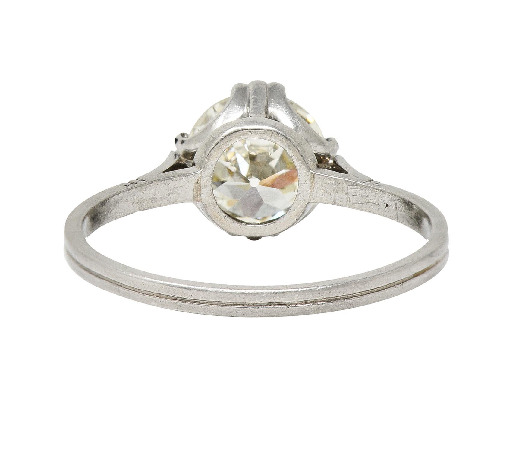 Old European Cut Mid-Century 1.42 Carats Diamond Platinum Vintage Solitaire Engagement Ring GIA For Sale