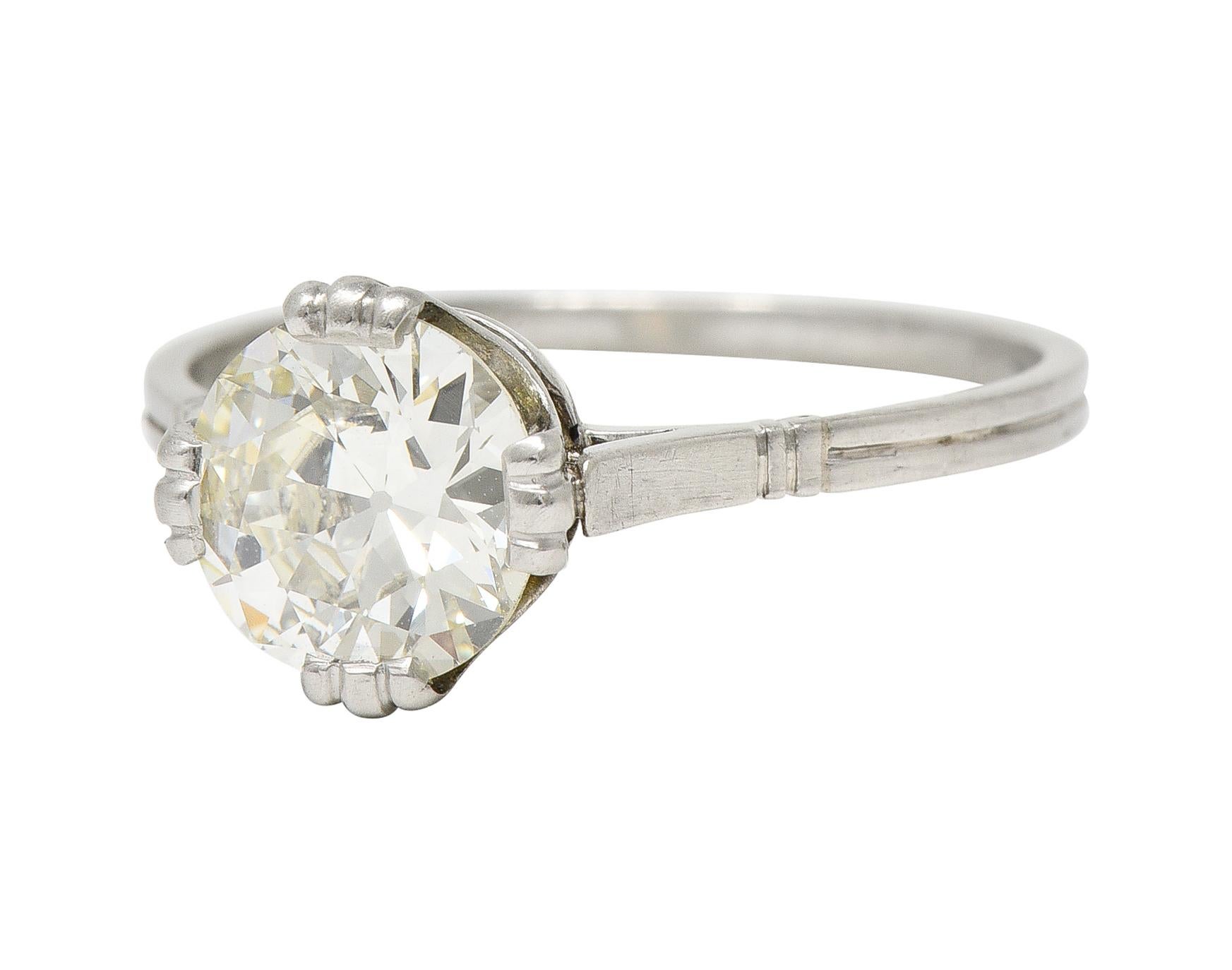 Women's or Men's Mid-Century 1.42 Carats Diamond Platinum Vintage Solitaire Engagement Ring GIA For Sale