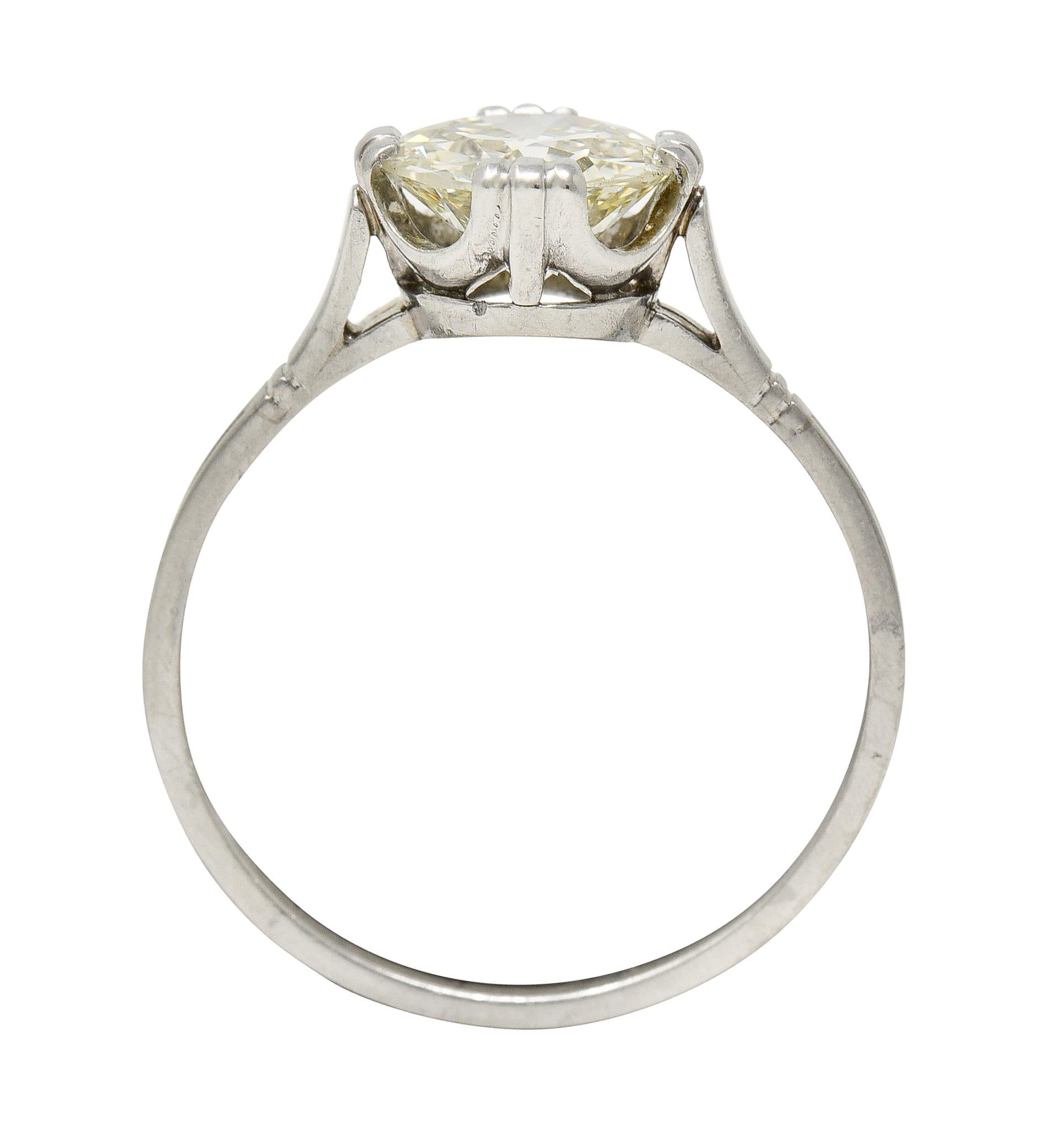 Mid-Century 1.42 Carats Diamond Platinum Vintage Solitaire Engagement Ring GIA For Sale 1