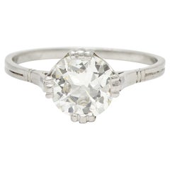 Mid-Century 1.42 Carats Diamond Platinum Vintage Solitaire Engagement Ring GIA