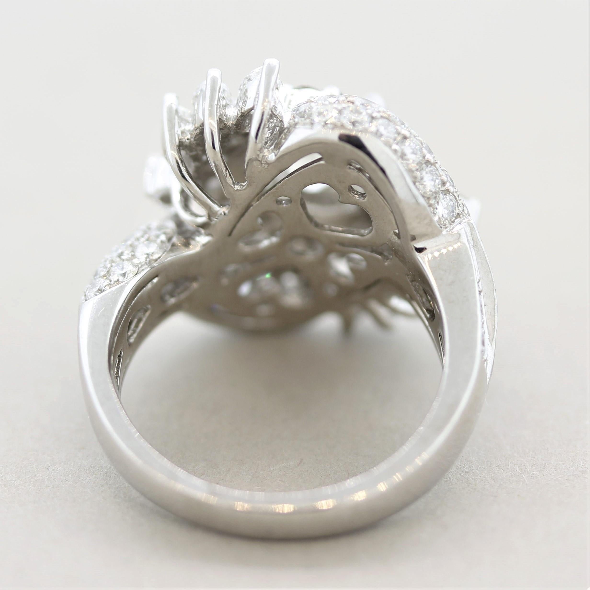 Anillo de compromiso de oro con diamantes de 1,42 ct de mediados de siglo en Excelente estado para la venta en Beverly Hills, CA