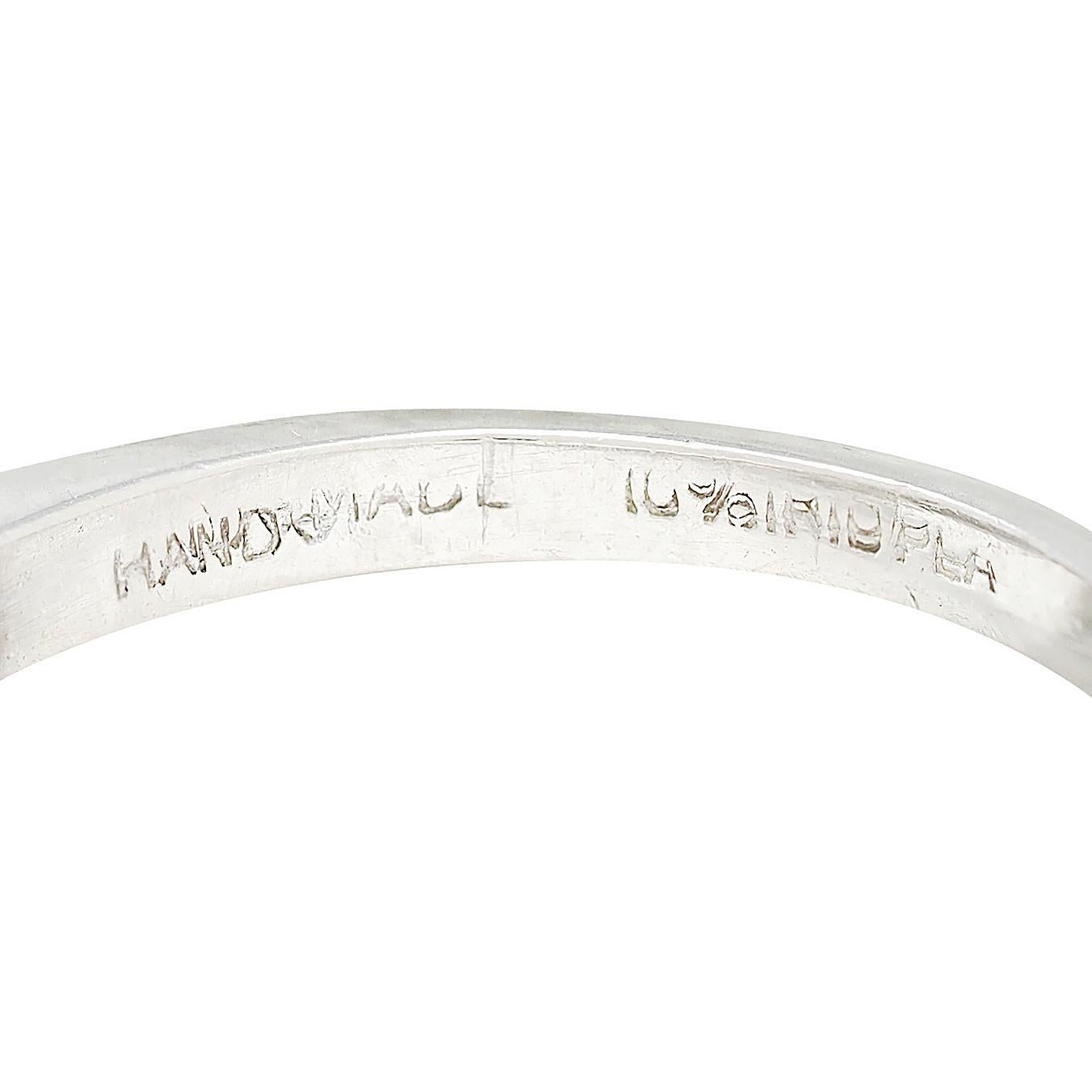 Anello di fidanzamento a tre pietre vintage con diamante di metà secolo da 1,43 CTW in platino GIA in vendita 1