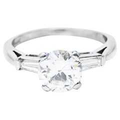 Mid-Century 1.45 Carats Diamond Platinum Engagement Ring GIA