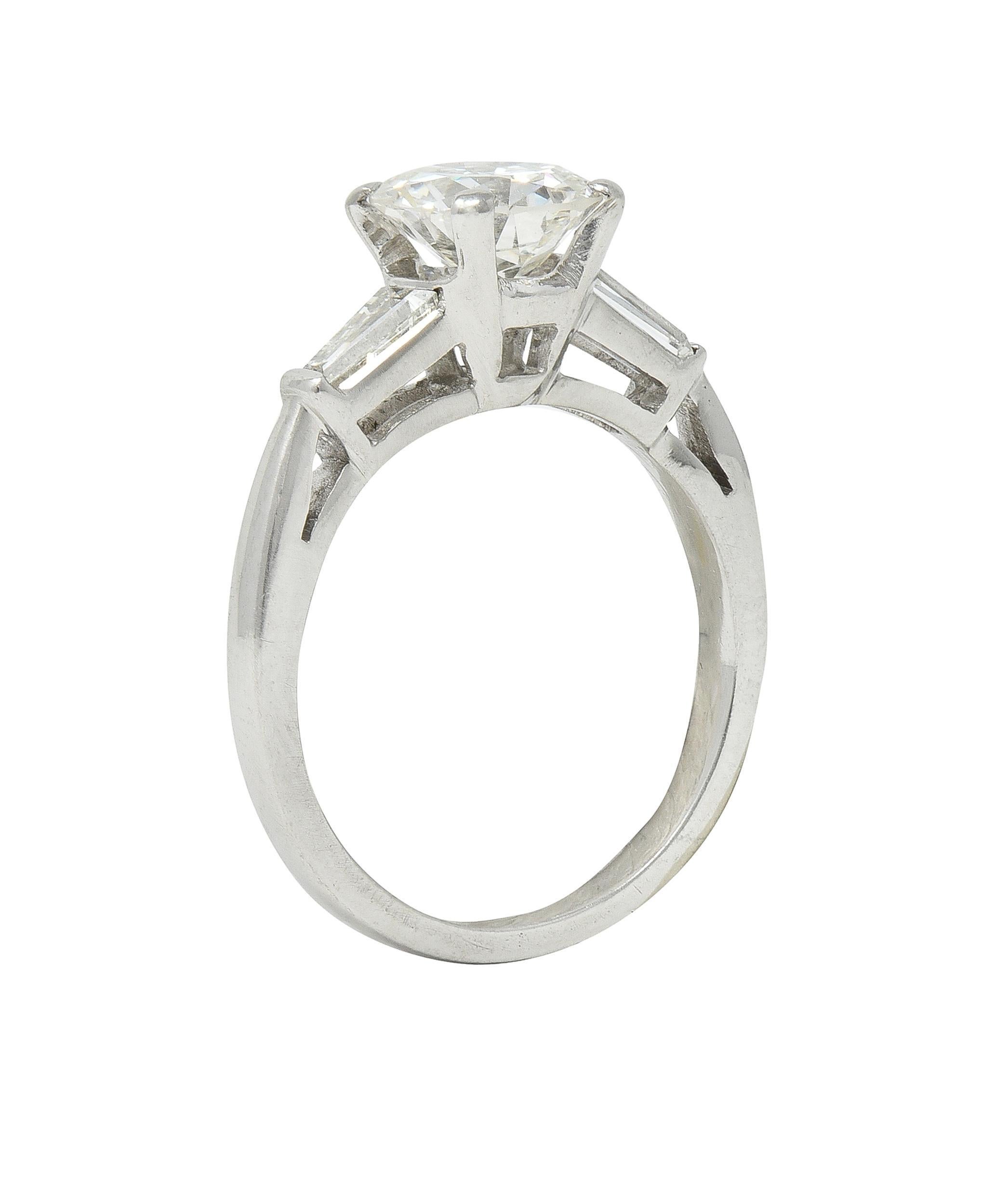 Mid-Century 1,45 CTW Runder Diamant Platin Verlobungsring Vintage Ring GIA im Angebot 4