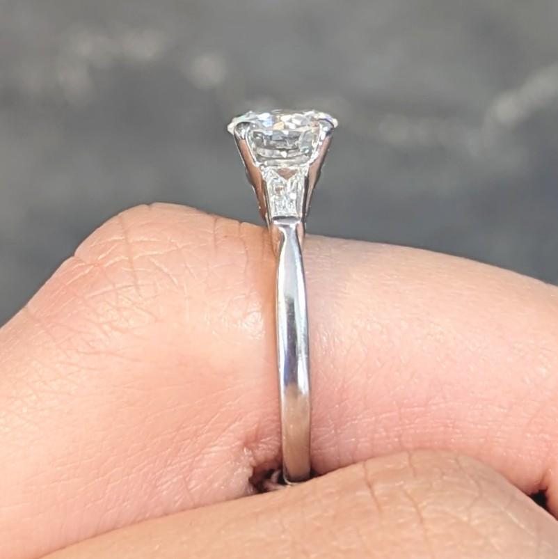 Mid-Century 1.45 CTW Round Diamond Platinum Engagement Vintage Ring GIA For Sale 7