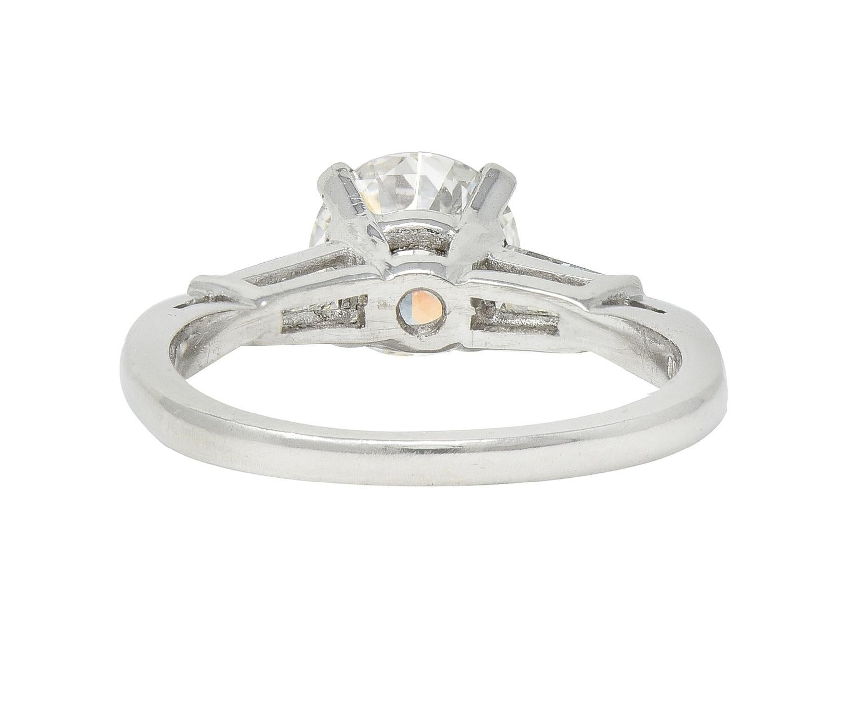 Mid-Century 1,45 CTW Runder Diamant Platin Verlobungsring Vintage Ring GIA im Zustand „Hervorragend“ im Angebot in Philadelphia, PA