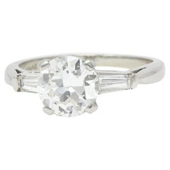 Mid-Century 1,45 CTW Runder Diamant Platin Verlobungsring Vintage Ring GIA
