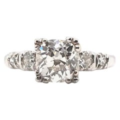 Midcentury 1.46 Carat Platinum Diamond Ring