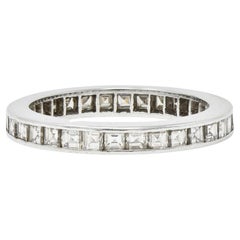 Mid-Century 1.48 Carats Square Cut Diamond Platinum Vintage Eternity Band Ring