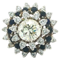 Mid Century 14k Gold 4.05ctw Diamond & Sapphire Tiered Cluster Waterfall Ring