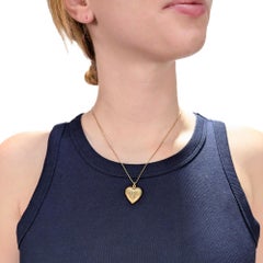 Mid-Century 14K Gold Brite-Cut Figural Heart Locket Pendant