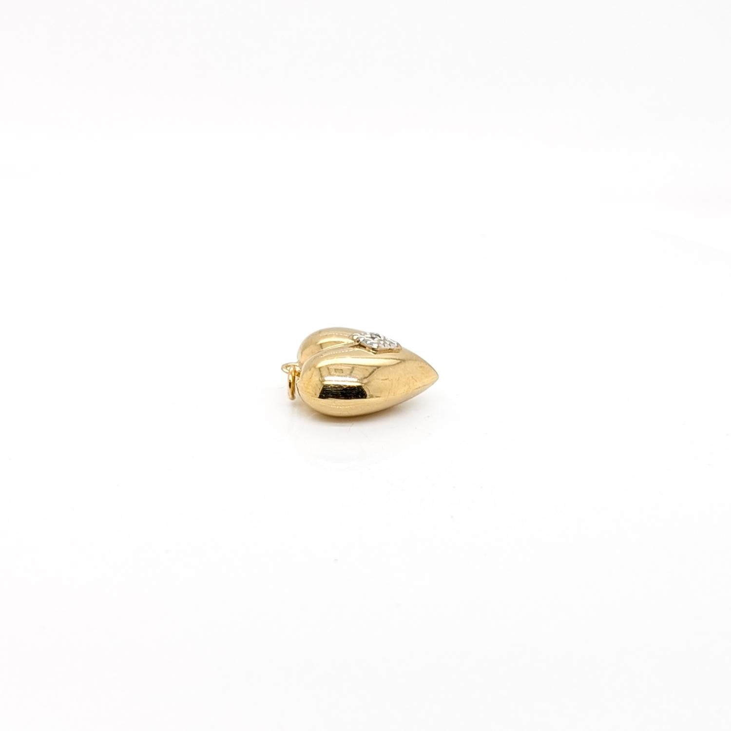 Mitte des Jahrhunderts 14K Gold  & Diamant-Herz-Anhänger oder Charme 3