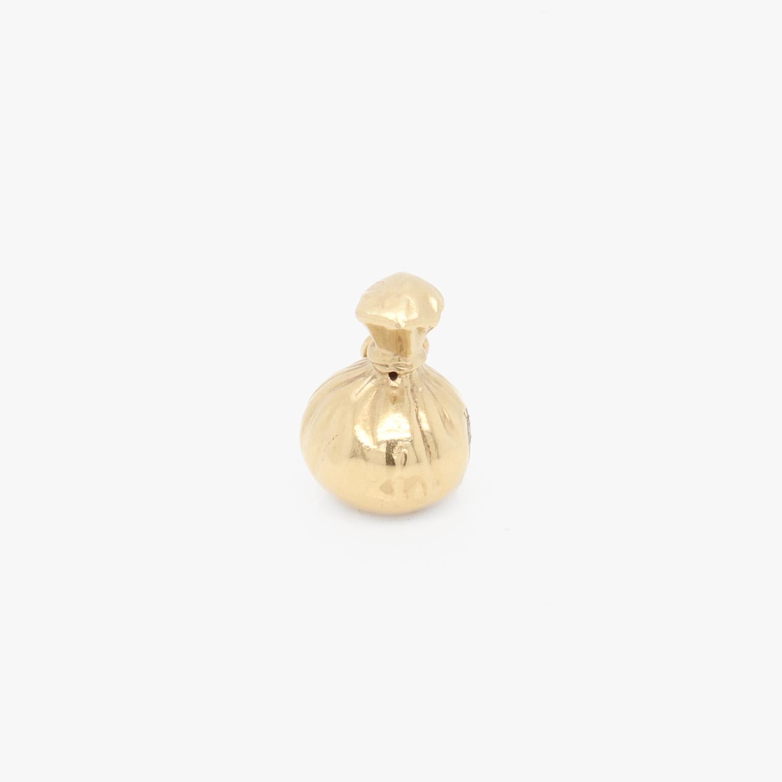 Mid-Century 14K Gold & Enamel Money Bag Charm for a Bracelet For Sale 2