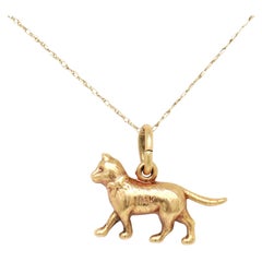 Mid-Century 14K Gold Figural Cat Charm for a Bracelet
