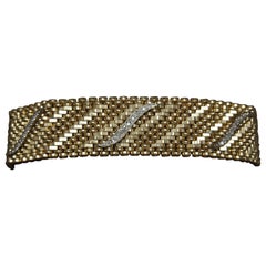 Midcentury Diamond 14 Karat Gold Mesh Bracelet
