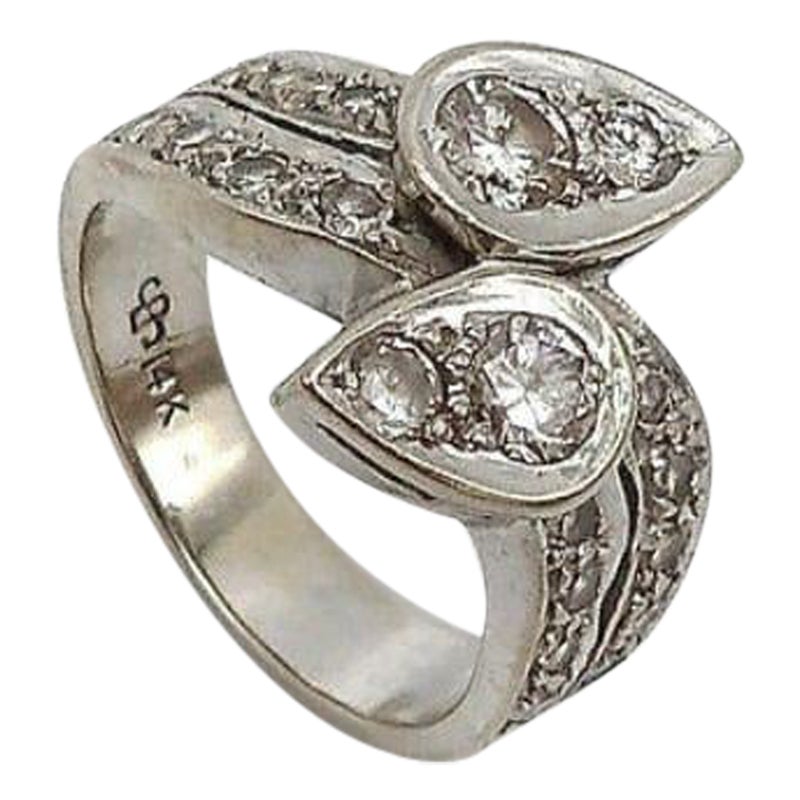 14K Gold Moi Et Toi Diamantring von Sarkin aus der Jahrhundertmitte im Angebot