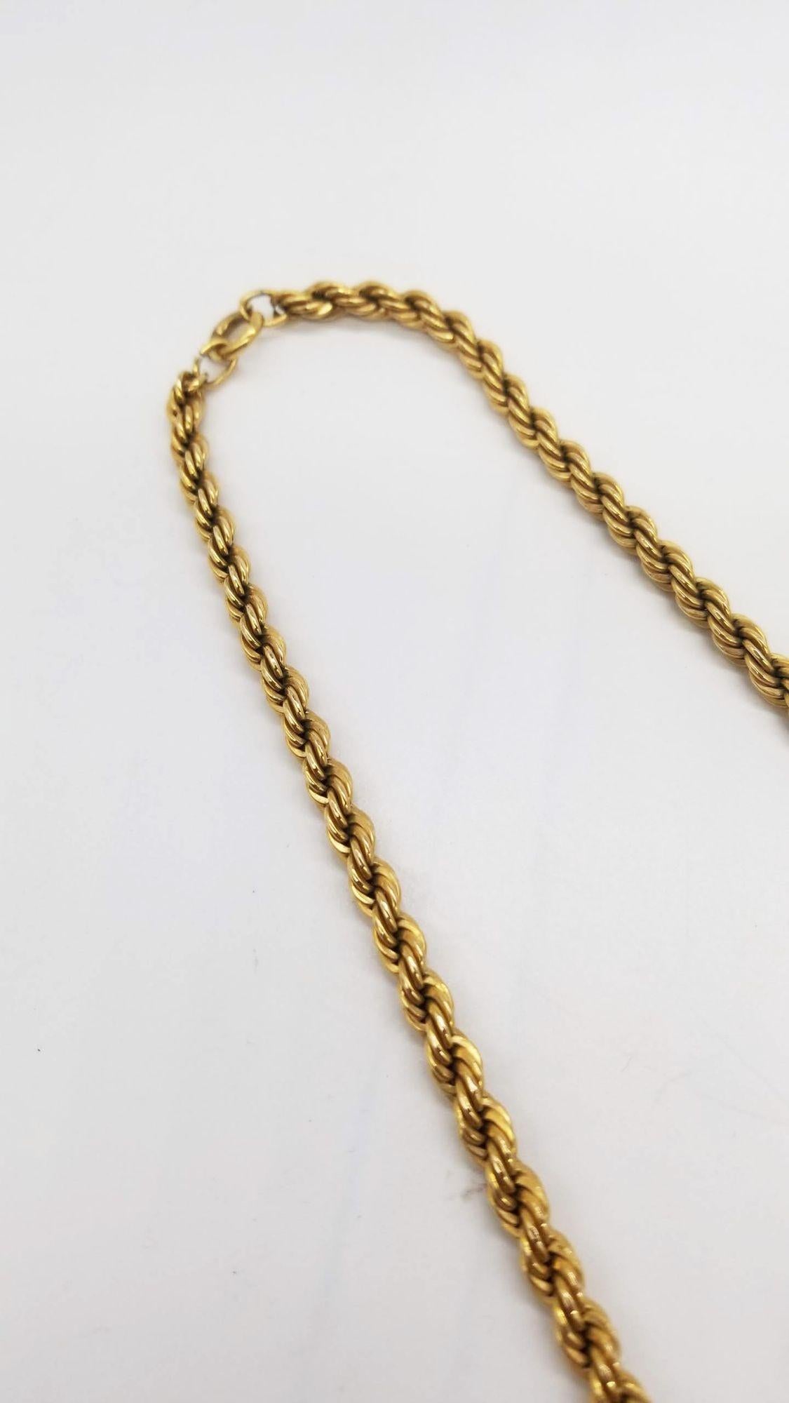 20th Century Mid Century 14k Gold Rope Chain Necklace and Bracelet Set For Sale