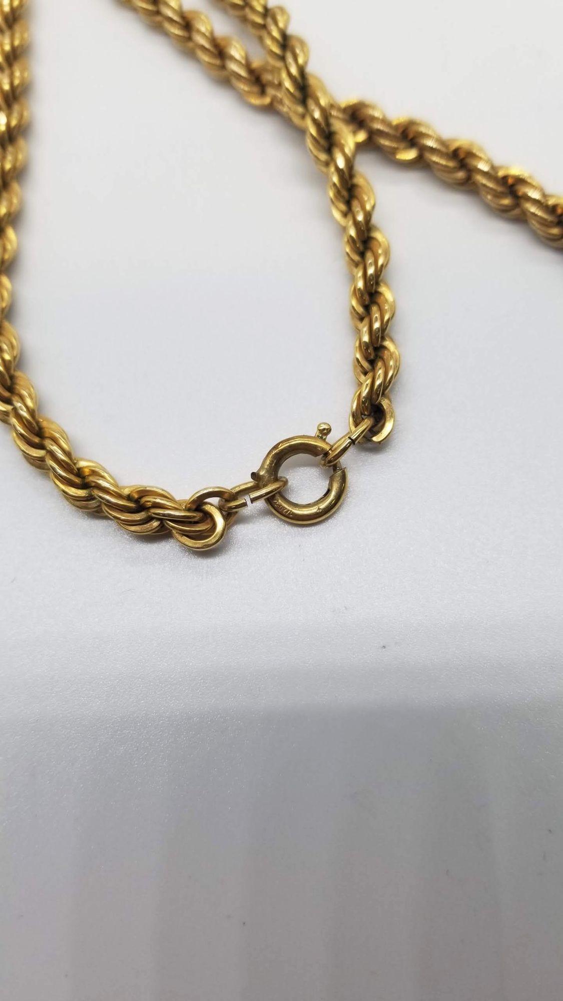 Mid Century 14k Gold Rope Chain Necklace and Bracelet Set For Sale 3